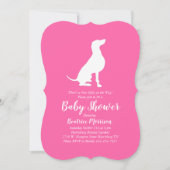 ワイマランダードッグベビーシャワーガールピンク 招待状 (正面)