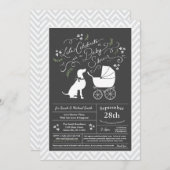 ワイマランダードッグベビーシャワー男女兼用 招待状 (正面/裏面)