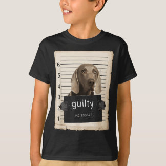ワイマラン犬のマグが悪い犬を撃った Tシャツ