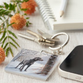 ワイマラーは雪のクリスマスを手放した キーホルダー (正面右)