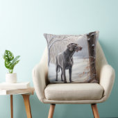 ワイマラーは雪のクリスマスを手放した クッション (椅子)