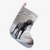 ワイマラーは雪のクリスマスを手放した スモールクリスマスストッキング (正面 (吊り時))