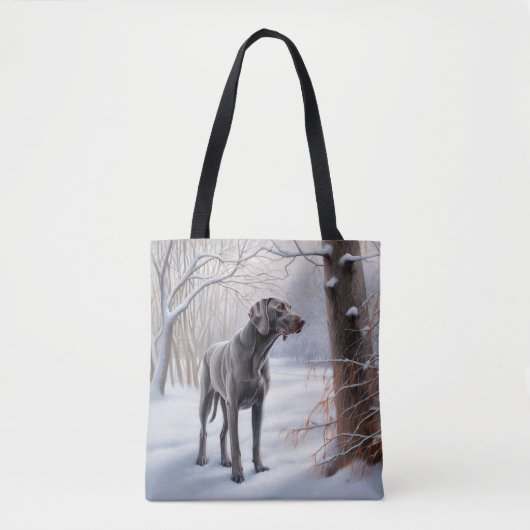 ワイマラーは雪のクリスマスを手放した トートバッグ (正面)