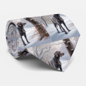 ワイマラーは雪のクリスマスを手放した ネクタイ (ロール)