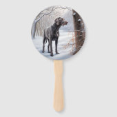 ワイマラーは雪のクリスマスを手放した ハンドファン (裏面)