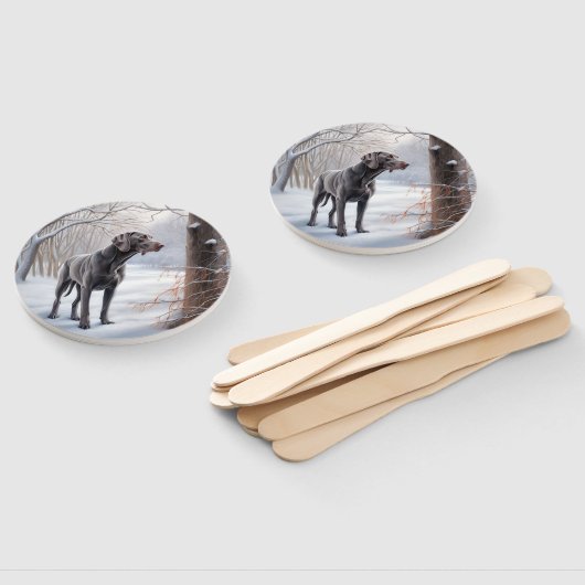 ワイマラーは雪のクリスマスを手放した ハンドファン (組立なし)