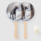 ワイマラーは雪のクリスマスを手放した ハンドファン (正面&裏面)