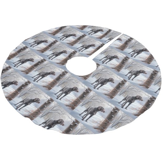 ワイマラーは雪のクリスマスを手放した ブラッシュドポリエステルツリースカート (アングル)