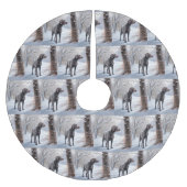 ワイマラーは雪のクリスマスを手放した ブラッシュドポリエステルツリースカート (正面)