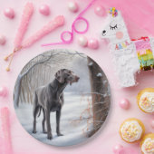 ワイマラーは雪のクリスマスを手放した ペーパープレート (パーティー)