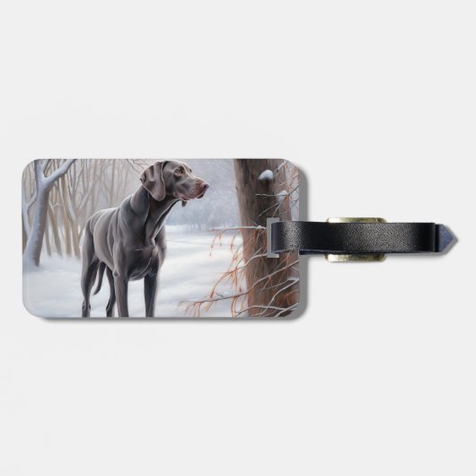 ワイマラーは雪のクリスマスを手放した ラゲッジタグ (裏面横)