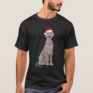 ワイマラークリスマスライトクリスマスドッグ恋人 Tシャツ