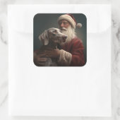 ワイマラーズウィズサンタクロースフェスティバルクリスマス スクエアシール (バッグ)