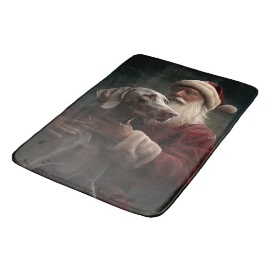 ワイマラーズウィズサンタクロースフェスティバルクリスマス バスマット (アングル)