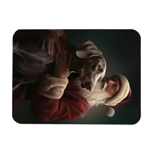 ワイマラーズウィズサンタクロースフェスティバルクリスマス マグネット (横)