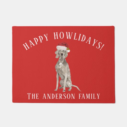 ワイマラードッグハッピーハウリデイズクリスマス ドアマット (正面)