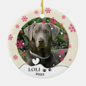 ワイマラードッグハパーソナライズされたンドスケッチ セラミックオーナメント (裏面)