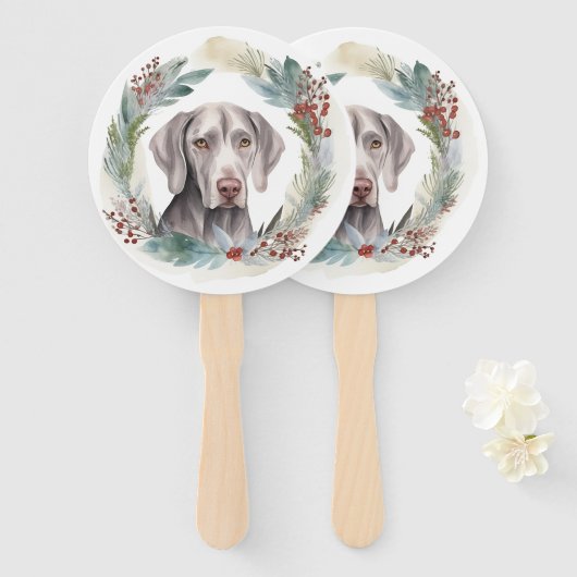 ワイマラーナクリスマスリースフェスティバルカップ ハンドファン (正面&裏面)