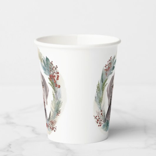 ワイマラーナクリスマスリースフェスティバルカップ 紙コップ (左)