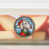 ワイマラーナーのステンドグラスのクリスマス ラベル (貼付)