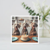 ワイマラーナーカード、ワイマラーナー誕生日 招待状 (スタンド正面)