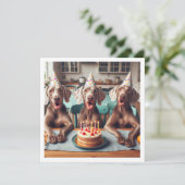 ワイマラーナーカード、ワイマラーナー誕生日 招待状 (スタンド正面)