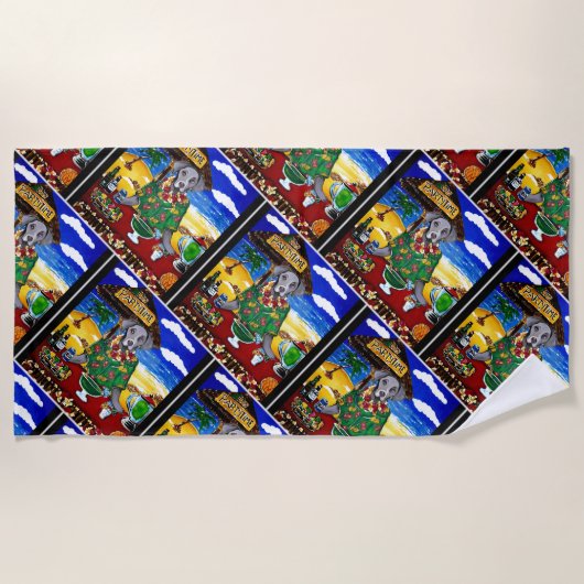 ワイマラーナーバーテンダー ビーチタオル (正面)