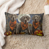 ワイマラーハロウィン不気味ン ランバークッション (ブランケット)