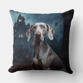 ワイマラーハロウィーン怖い クッション (正面)