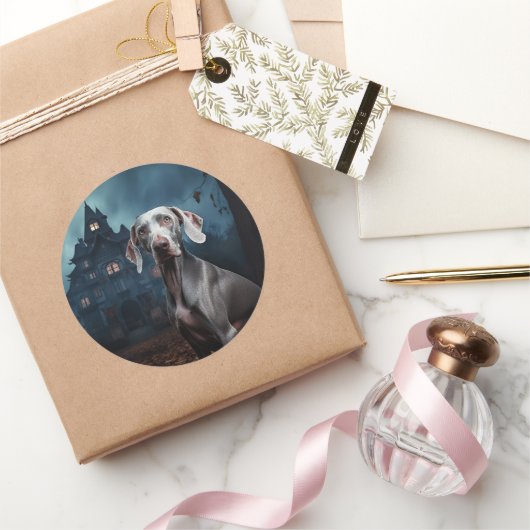 ワイマラーハロウィーン怖い ラウンドシール (ギフト)