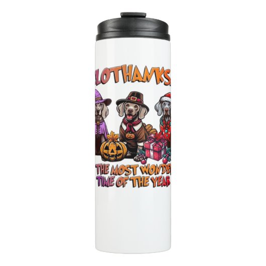 ワイマラーハロウィーン感謝祭クリスマスオーバーシ タンブラー (正面)