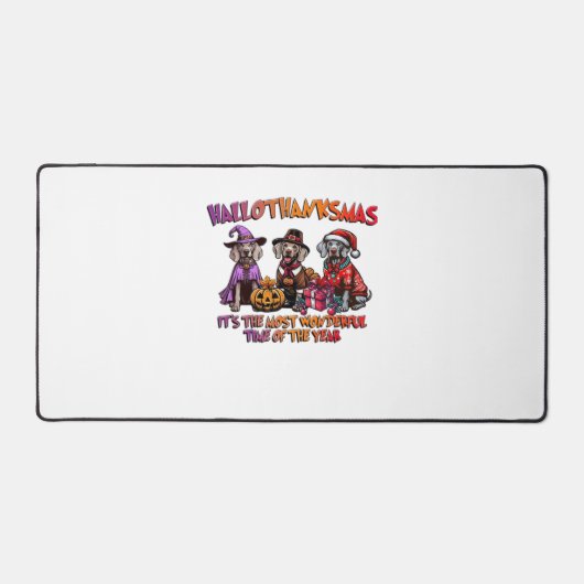 ワイマラーハロウィーン感謝祭クリスマスオーバーシ デスクマット (正面)