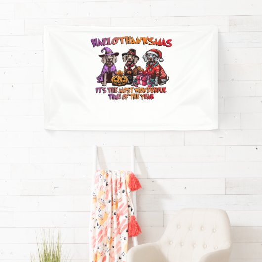 ワイマラーハロウィーン感謝祭クリスマスオーバーシ 横断幕 (インサイチュ)