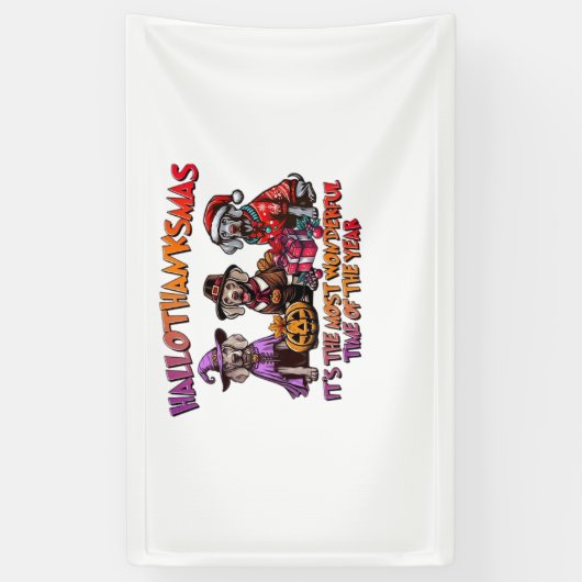 ワイマラーハロウィーン感謝祭クリスマスオーバーシ 横断幕 (縦)