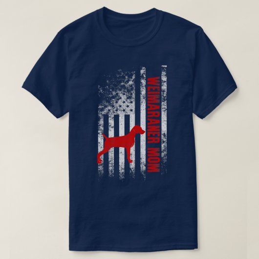 ワイマラーマママアメリカ国旗の贈り物 Tシャツ (デザイン正面)