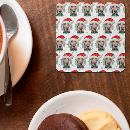 ワイマラーンドッグがクリスマススターを育てる スクエアペーパーコースター