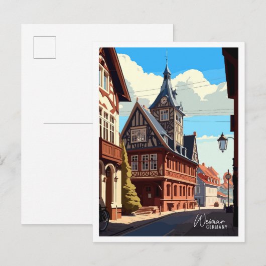 ワイマードイツアートヴィンテージトラベルイラストレーション ポストカード (正面/裏面)