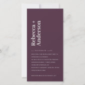 ワイミニマルンプラムタイポグラフィ婚約招待状 サンキューカード (正面)