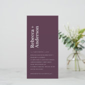 ワイミニマルンプラムタイポグラフィ婚約招待状 サンキューカード (スタンド正面)