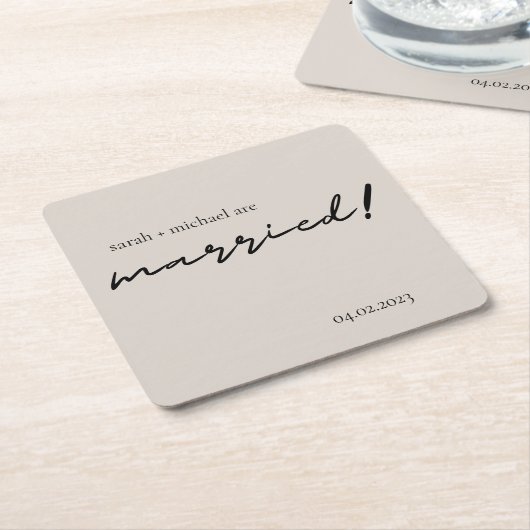 ワイミニマルン結婚式の引き出物、ウェディングレセプション勝利 スクエアペーパーコースター (アングル)