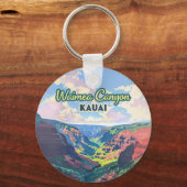 ワイメアキャニオンカウアイハワイランドスケープレトロ キーホルダー (正面)