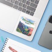 ワイメアキャニオンカウアイハワイランドスケープレトロ シール (ノートパソコンとiPhone)