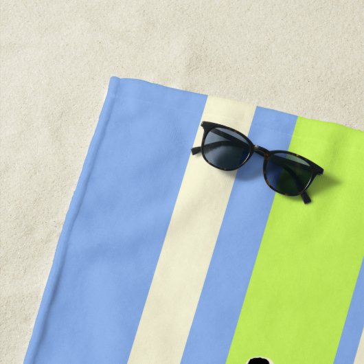 ワイメアストライプのサーフボードハワイアンサーファー – ブルー ビーチタオル (インサイチュ)