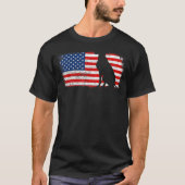 ワイメラーナーラブラドール愛国的なアメリカ国旗のヴィンタグ Tシャツ (正面)