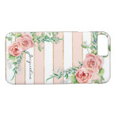 ワイモダンドストライプのバラBOHOシックフローラケース Case-Mate iPhoneケース (裏面(横))