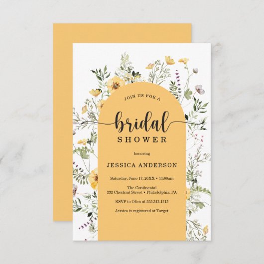 ワイモダンルドフラワーブライダルシャワー招待状 招待状 (正面/裏面)