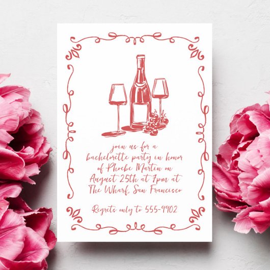 ワイモダンンお洒落・ドードル・バチェロレッテ 招待状