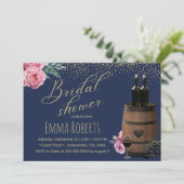 ワイモダンンバレルネイビー金ゴールドフローラブライダルシャワー 招待状 (スタンド正面)