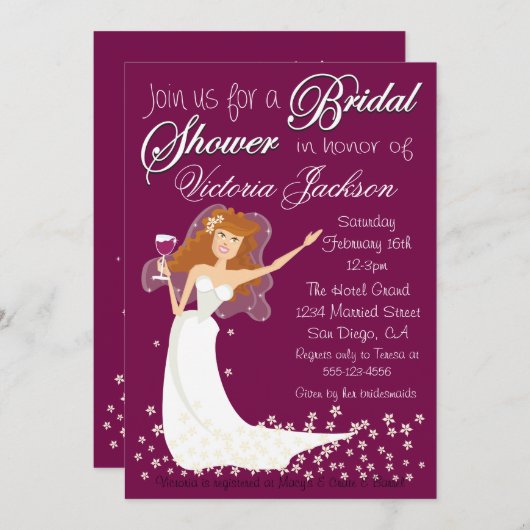 ワイモダンンブライダルシャワーカクテルパーティー招待状 招待状 (正面/裏面)