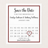 ワイモダンンレッドカレンダー日付カードの保存 名刺 (内部フラット)